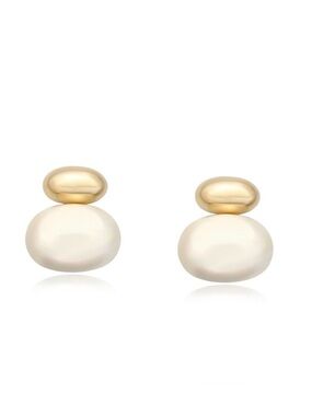 Mother’s Day 🌺 14K Gold Plated Earrings with Soft Pearly Luster | Modern Matte